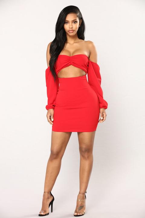 Say My Name Off The Shoulder Dress - Red