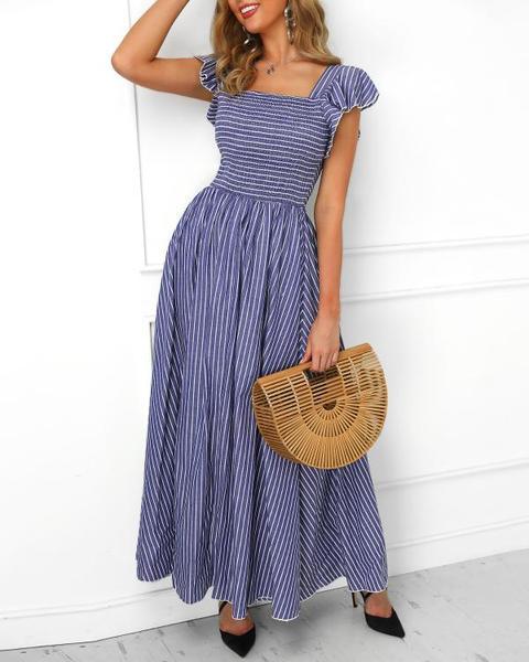 shirred maxi dress with sleeves