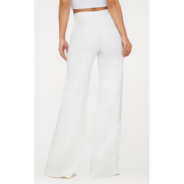 Petite White Military Button Wide Leg 
