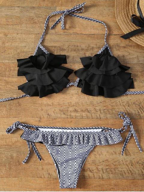 Chevron Bikini With Flounce