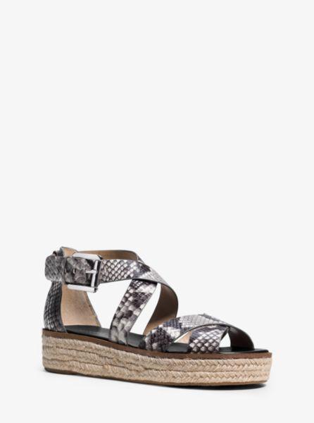 Darby Embossed-leather Platform Sandal | Michael Kors