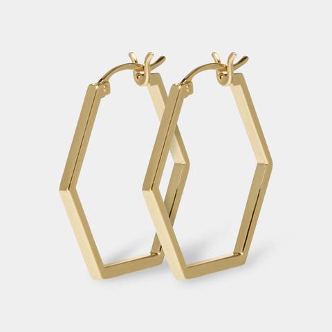 Essentielle Gold Hexagonal Hoop Earrings