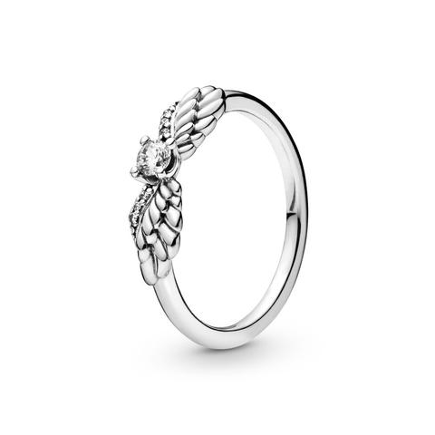 Pandora Sparkling Angel Wings Ring - Sterling Silver / Clear