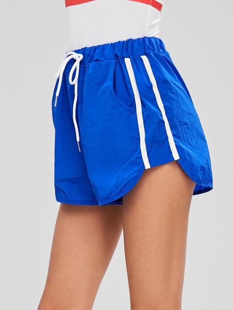 Pantaloncini A Vita Alta Con Patch A Righe Blue