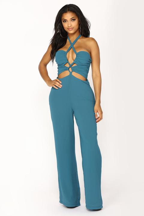 Leslie Chiffon Jumpsuit - Teal