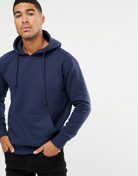 Pull&bear - Felpa Blu Navy Con Cappuccio - Navy