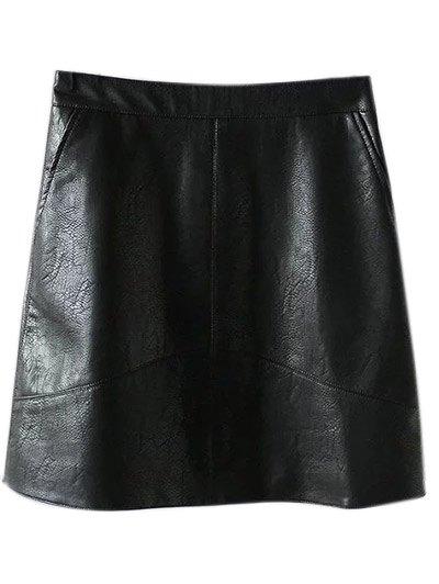 A Line Pu Leather Mini Skirt