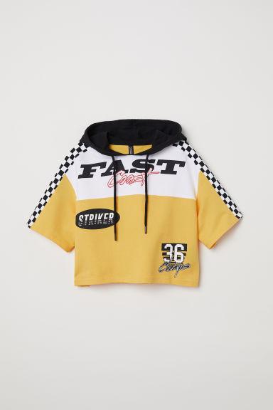 H & M - Sudadera Corta Con Capucha - Amarillo