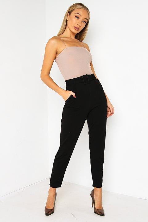 Black Belted Tailored Trousers