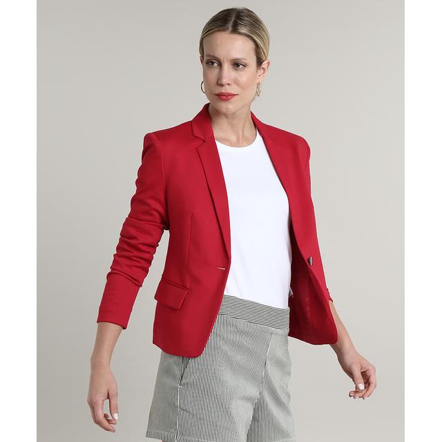 Blazer Feminino Básico Com Bolsos E Botão Vermelho from C\u0026A on 21 Buttons