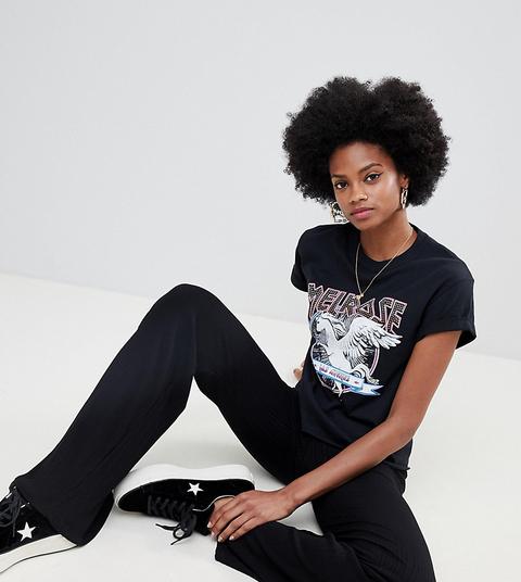 Camiseta Negra Con Eslogan Y Motivo De Caballo En Negro De Miss Selfridge