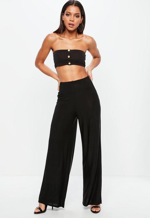 Pantalón De Pierna Ancha En Negro
