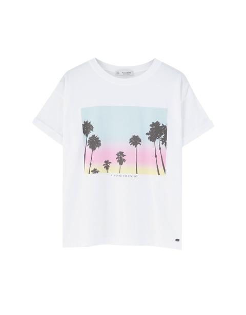 Camiseta Print Palmeras Contraste
