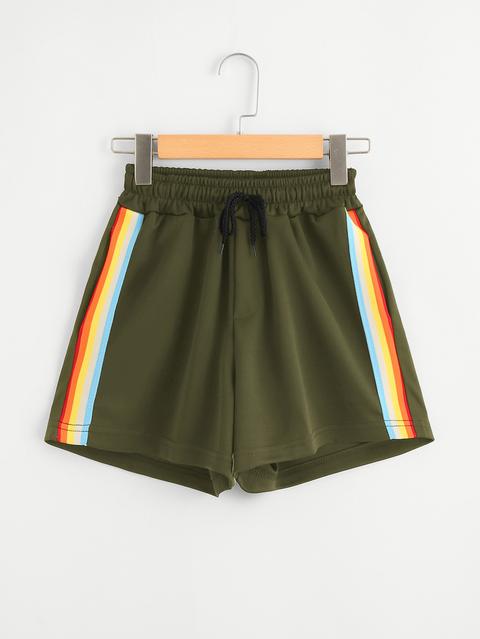 Shorts Con Strisce Sui Lati E Coulisse In Vita