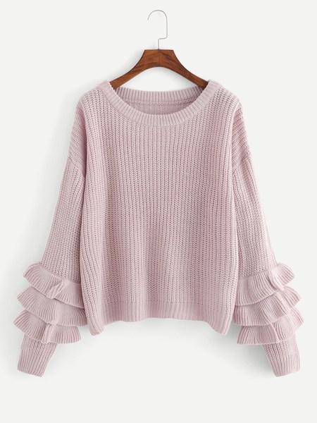 Maglia A Maniche Lunghe Con Maniche Arruffate