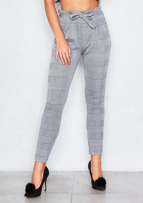 Madeline Black Gingham Paperbag Trousers