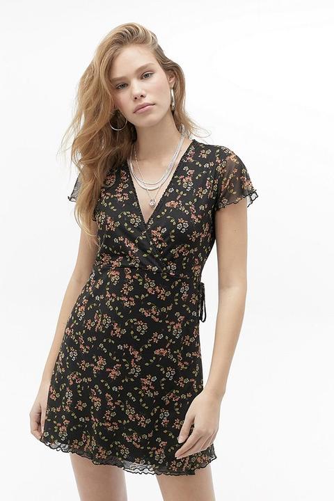 Uo Bonnie Floral Mesh Mini Dress - Black S At Urban Outfitters from ...