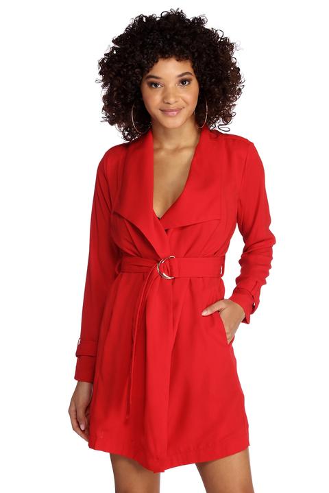 Lady In Red Trench Coat
