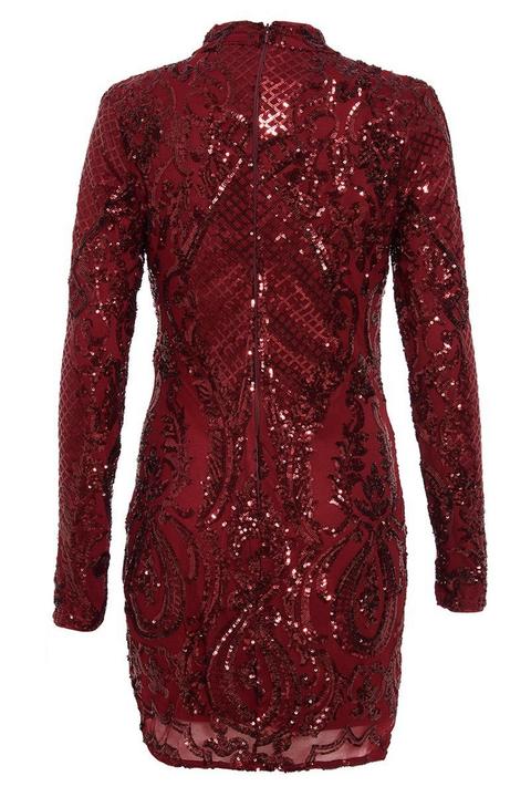 quiz berry sequin bodycon dress