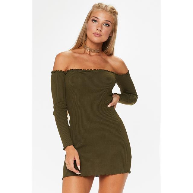 khaki bardot dress