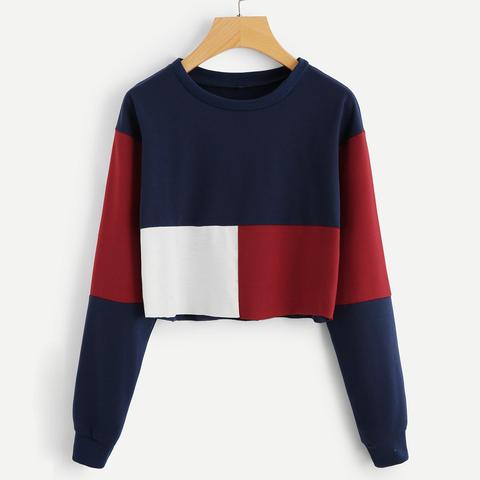 Sudadera Corta Color Block