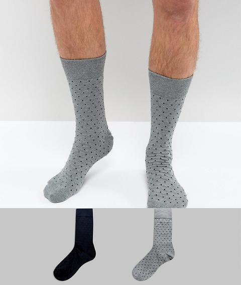 Pack De 2 Pares De Calcetines Con Estampado De Lunares De Selected Homme