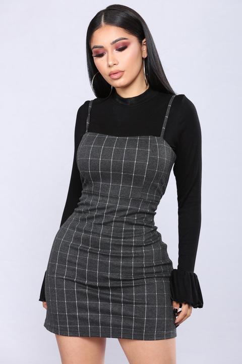 Oxford Plaid Dress - Charcoal