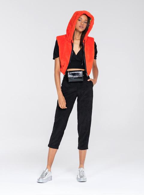 Gilet Cropped Con Cappuccio