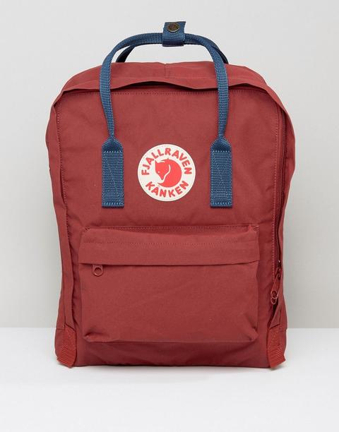 Fjallraven Kanken In Burgundy With Navy Straps