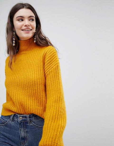 New Look Slouchy High Neck Jumper - Yellow