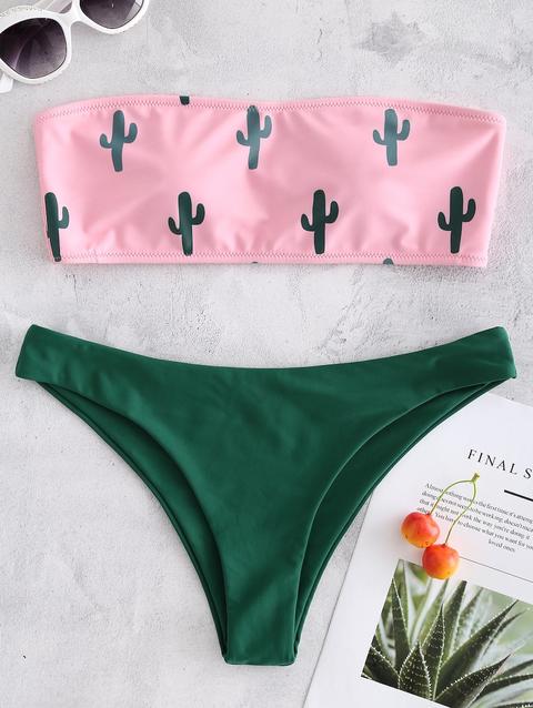 Bikini A Fascia Con Stampa Cactus White Rubber Ducky Yellow Hot Pink