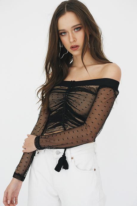 Sunday Candy Off-shoulder Top // Black