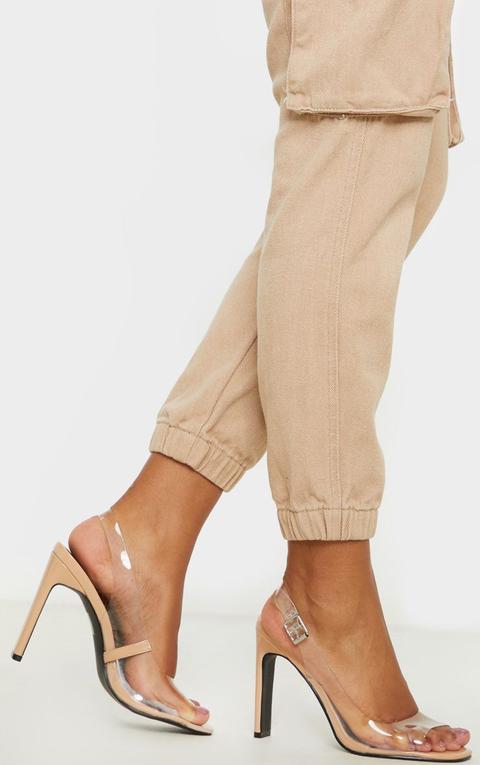 Nude Wide Fit Square Toe Flat Heel Slingback Sandal