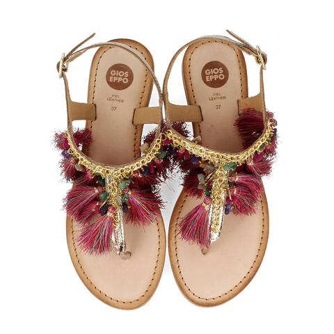Sandalias Estilo Esclava Doradas Con Borlas Rosas Para Mujer 45320 de  Gioseppo en 21 Buttons