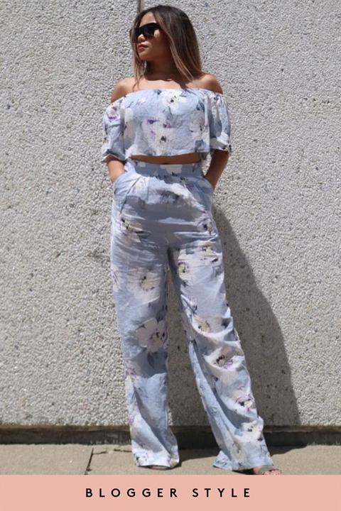 Faye Blue Floral Two Piece Set