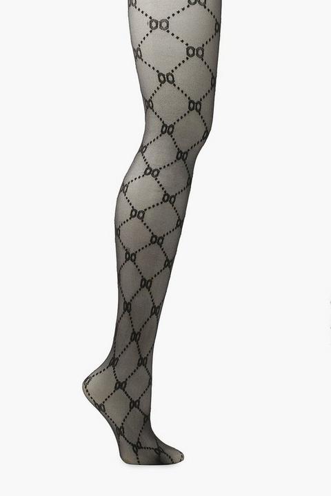 Womens Chain Print Tights - Black - One Size, Black