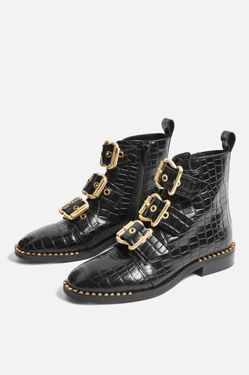 Alfie Stiefel In Kroko-optik - Schwarz
