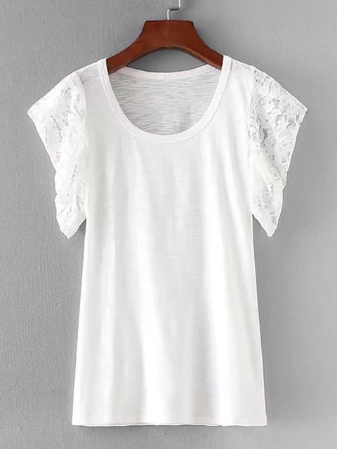 T-shirt In Pizzo Solido