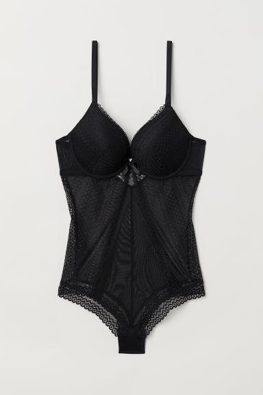 H & M - Body Push-up In Pizzo - Nero