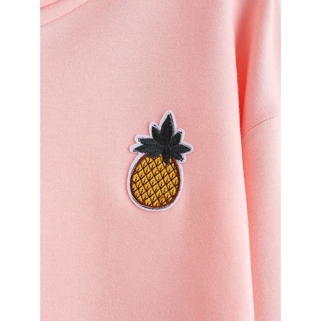 pineapple embroidered gingham crop hoodie