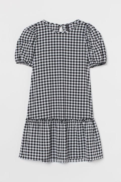 Vestido Con Manga Puffy - Negro