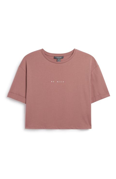 Blush Slogan Crop T-shirt