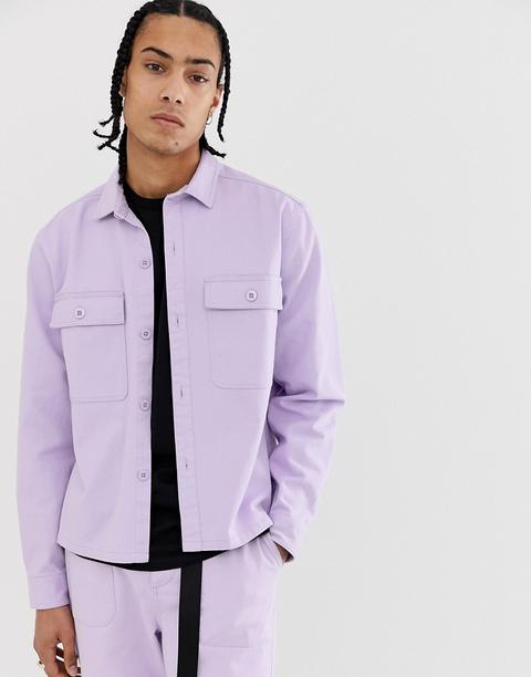 Asos Design Co-ord Overshirt In Washed Lilac