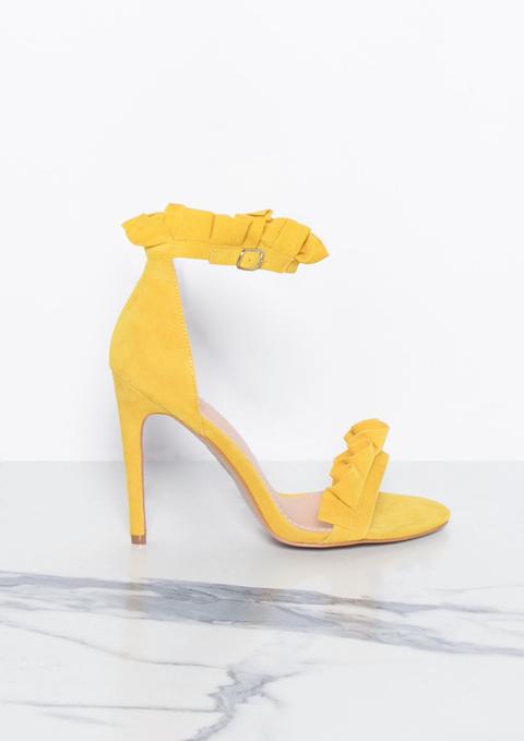 Alex Yellow Ruffle Strap Heel