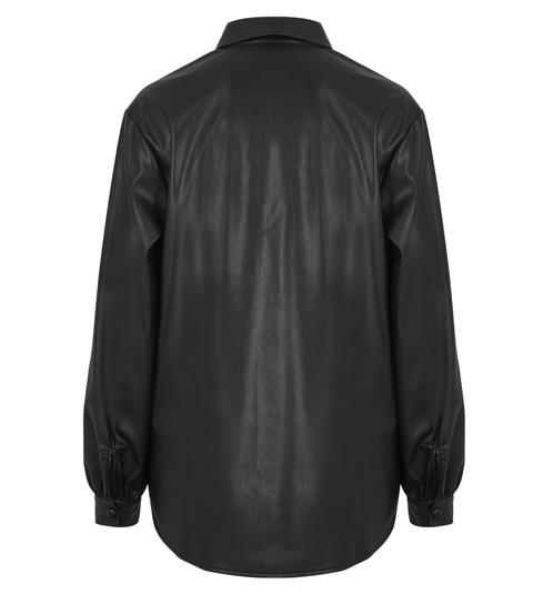 Black Leather-look Utility Pocket Shirt New Look