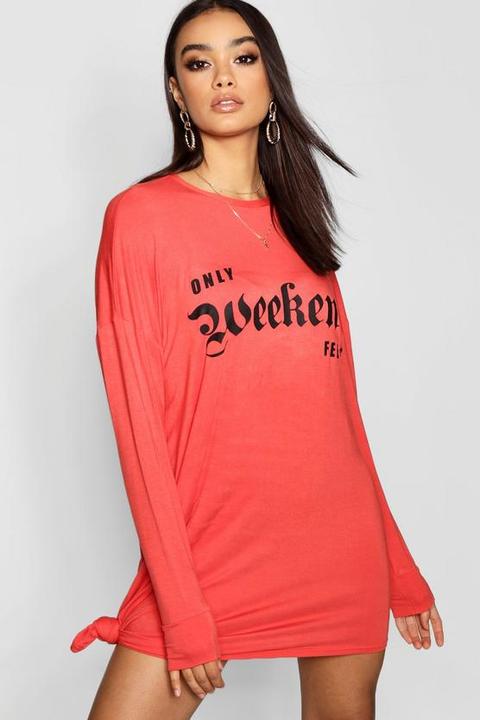 Weekend Feels Knot Long Sleeve T-shirt Dress