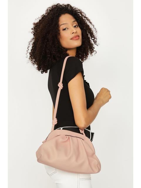 Pink Ruched Crossbody Bag