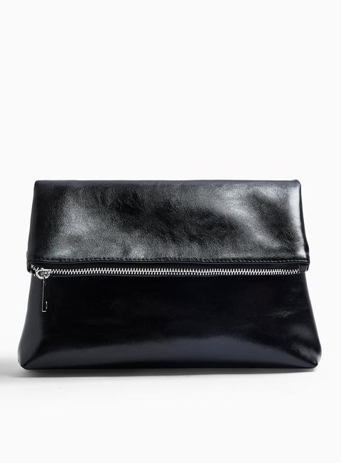 Act Black Fold Over Clutch Bag