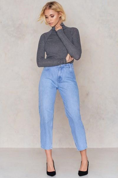 Na-kd Highwaist Ankle Jeans - Blue