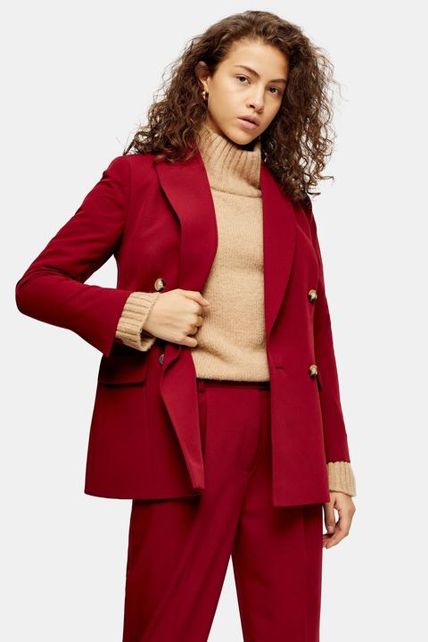 Womens Petite Berry Suit Blazer - Berry Red, Berry Red